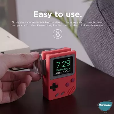 Microsonic Apple Watch Ultra Masaüstü Şarj Standı Gameboy Kırmızı