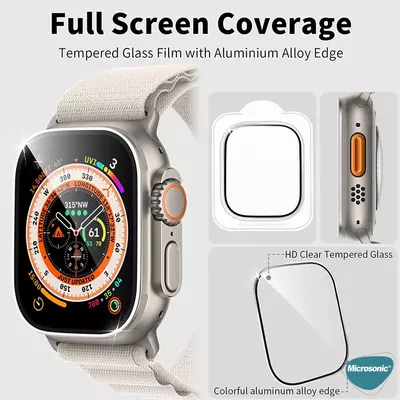 Microsonic Apple Watch Ultra Tam Kaplayan Cam Ekran Koruyucu V2 Gold
