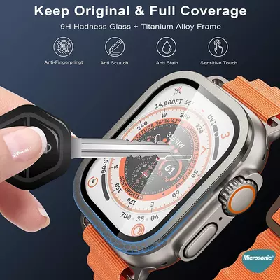 Microsonic Apple Watch Ultra Tam Kaplayan Cam Ekran Koruyucu V2 Turuncu