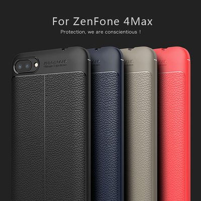 Microsonic Asus Zenfone 4 Max (5.5'') ZC554KL Kılıf Deri Dokulu Silikon Kırmızı