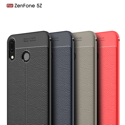 Microsonic Asus Zenfone 5 ZE620KL Kılıf Deri Dokulu Silikon Gri