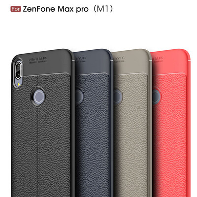 Microsonic Asus Zenfone Max Pro M1 ZB601KL Kılıf Deri Dokulu Silikon Kırmızı