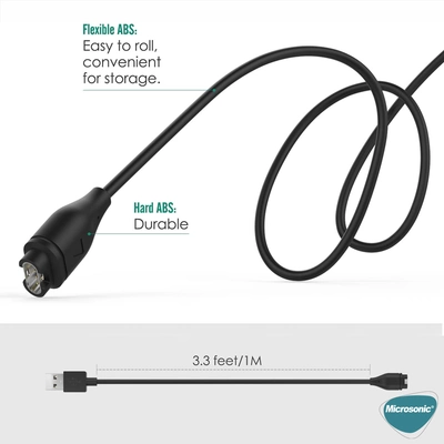 Microsonic Garmin Enduro / Enduro 2 Manyetik USB Şarj Kablosu Siyah