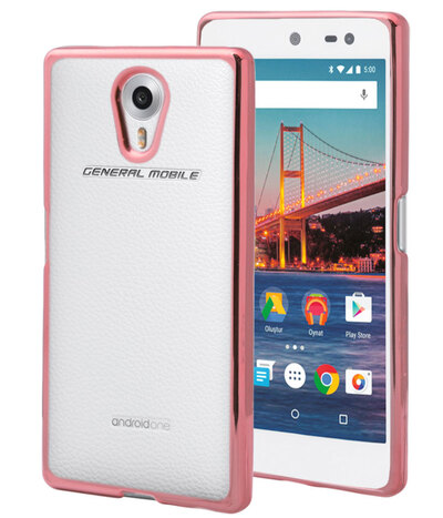 Microsonic General Mobile Android One 4G Kılıf Skyfall Transparent Clear Rose Gold