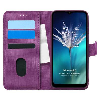 Microsonic General Mobile GM 21 Kılıf Fabric Book Wallet Mor