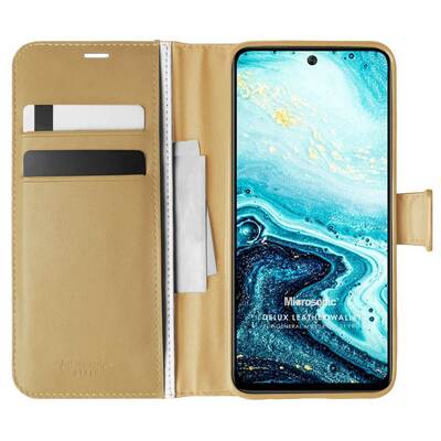 Microsonic General Mobile GM 21 Plus Kılıf Delux Leather Wallet Gold