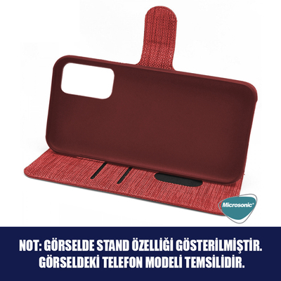 Microsonic General Mobile GM 21 Plus Kılıf Fabric Book Wallet Kırmızı