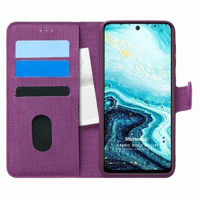 Microsonic General Mobile GM 21 Plus Kılıf Fabric Book Wallet Mor