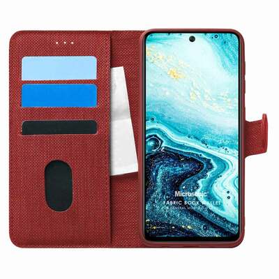 Microsonic General Mobile GM 21 Pro Kılıf Fabric Book Wallet Kırmızı