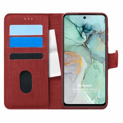 Microsonic General Mobile GM 22 Plus Kılıf Fabric Book Wallet Kırmızı