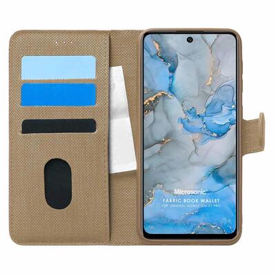 Microsonic General Mobile GM 22 Pro Kılıf Fabric Book Wallet Gold