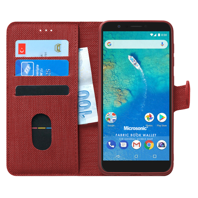 Microsonic General Mobile GM8 Kılıf Fabric Book Wallet Kırmızı