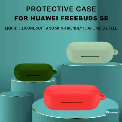 Microsonic Huawei FreeBuds SE Kılıf Askılı Mat Silikon Pembe