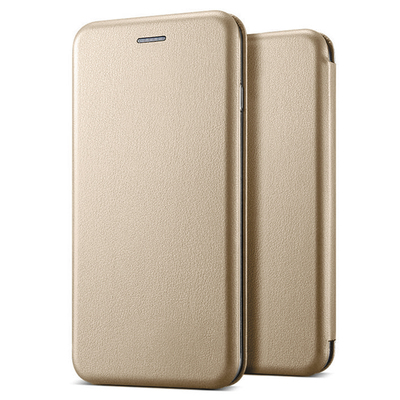 Microsonic Huawei Honor 10 Lite Kılıf Slim Leather Design Flip Cover Gold