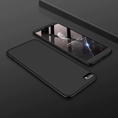 Microsonic Huawei Honor 7S Kılıf Double Dip 360 Protective AYS Siyah