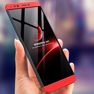 Microsonic Huawei Honor 7S Kılıf Double Dip 360 Protective AYS Siyah Kırmızı