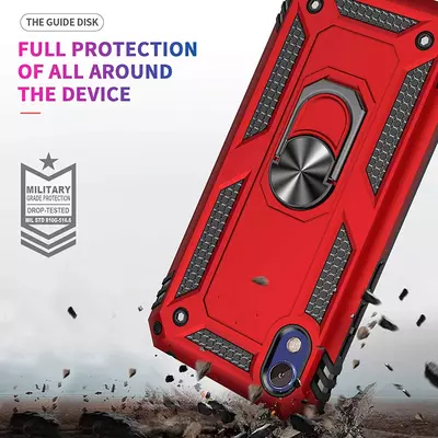 Microsonic Huawei Honor 8S Kılıf Military Ring Holder Kırmızı