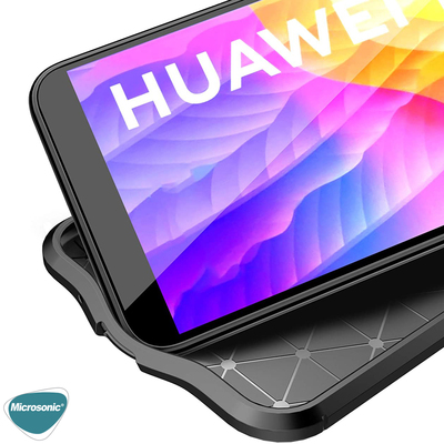 Microsonic Huawei Honor 9S Kılıf Deri Dokulu Silikon Siyah