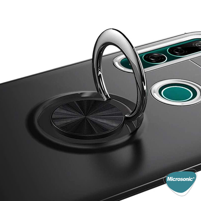 Microsonic Huawei Honor 9X Kılıf Kickstand Ring Holder Siyah