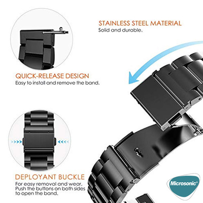 Microsonic Huawei Honor Magic Watch 2 42mm Metal Stainless Steel Kordon Siyah