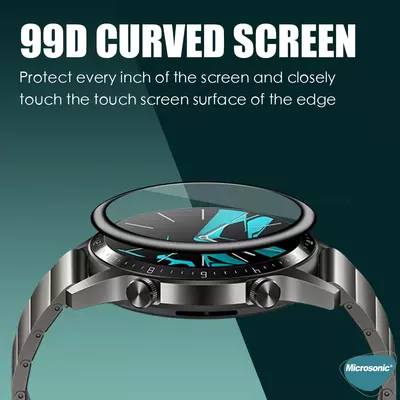 Microsonic Huawei Honor Magic Watch 2 42mm Tam Kaplayan Temperli Cam Full Ekran Koruyucu Siyah
