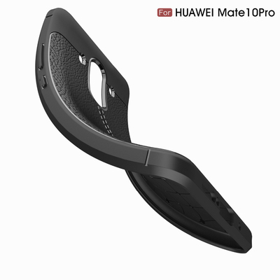 Microsonic Huawei Mate 10 Pro Kılıf Deri Dokulu Silikon Siyah