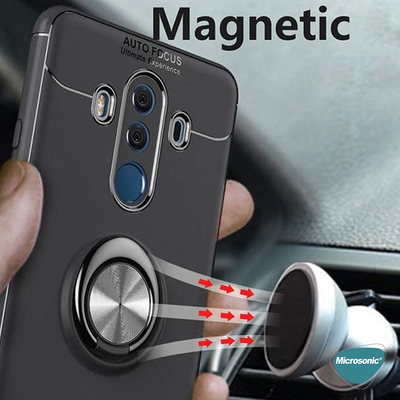 Microsonic Huawei Mate 10 Pro Kılıf Kickstand Ring Holder Kırmızı