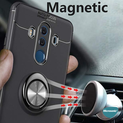 Microsonic Huawei Mate 10 Pro Kılıf Kickstand Ring Holder Lacivert
