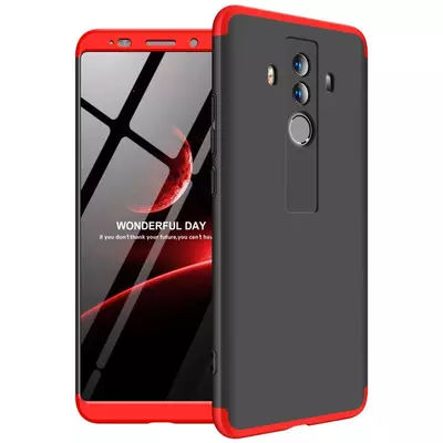Microsonic Huawei Mate 10 Pro Kılıf Double Dip 360 Protective Siyah Kırmızı