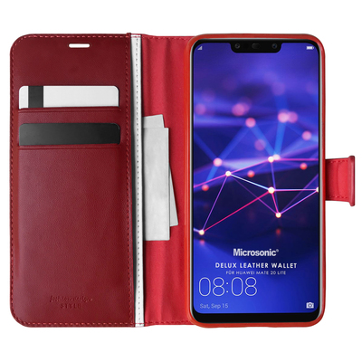 Microsonic Huawei Mate 20 Lite Kılıf Delux Leather Wallet Kırmızı