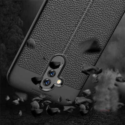 Microsonic Huawei Mate 20 Lite Kılıf Deri Dokulu Silikon Siyah