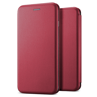 Microsonic Huawei Mate 20 Lite Kılıf Slim Leather Design Flip Cover Bordo