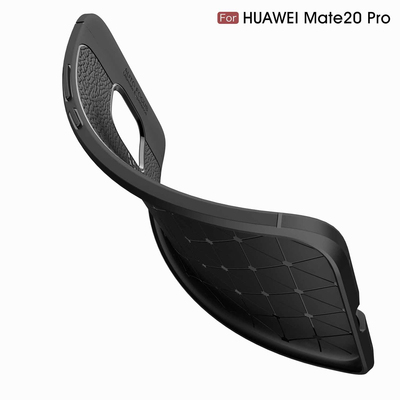 Microsonic Huawei Mate 20 Pro Kılıf Deri Dokulu Silikon Siyah