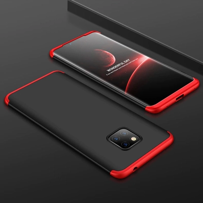 Microsonic Huawei Mate 20 Pro Kılıf Double Dip 360 Protective Siyah Kırmızı