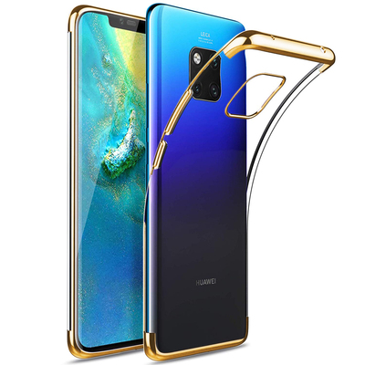 Microsonic Huawei Mate 20 Pro Kılıf Skyfall Transparent Clear Gold