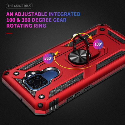 Microsonic Huawei Mate 30 Lite Kılıf Military Ring Holder Kırmızı