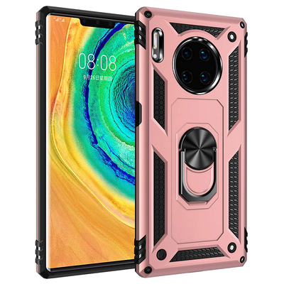 Microsonic Huawei Mate 30 Pro Kılıf Military Ring Holder Rose Gold