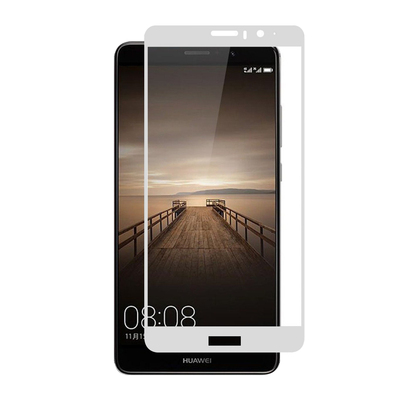 Microsonic Huawei Mate 9 Kavisli Temperli Cam Ekran Koruyucu Film Beyaz