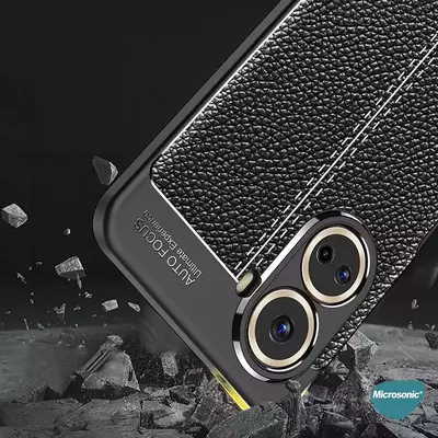 Microsonic Huawei Nova 10 SE Kılıf Deri Dokulu Silikon Siyah