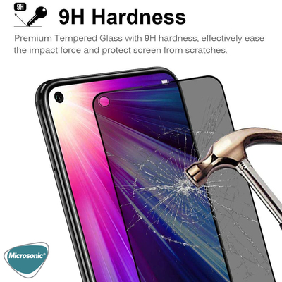 Microsonic Huawei Nova 5T Invisible Privacy Kavisli Ekran Koruyucu Siyah