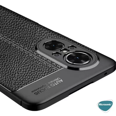 Microsonic Huawei Nova 9 SE Kılıf Deri Dokulu Silikon Siyah