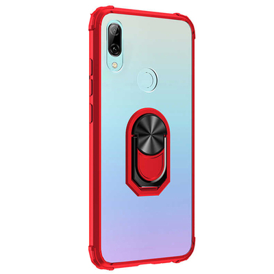 Microsonic Huawei P Smart 2019 Kılıf Grande Clear Ring Holder Kırmızı