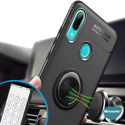 Microsonic Huawei P Smart 2019 Kılıf Kickstand Ring Holder Kırmızı