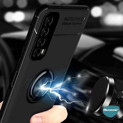 Microsonic Huawei P Smart 2021 Kılıf Kickstand Ring Holder Lacivert