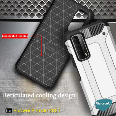 Microsonic Huawei P Smart 2021 Kılıf Rugged Armor Gümüş