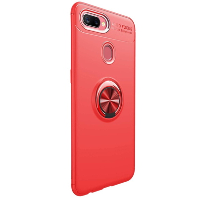 Microsonic Huawei P Smart Kılıf Kickstand Ring Holder Kırmızı