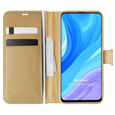 Microsonic Huawei P Smart Pro Kılıf Delux Leather Wallet Gold