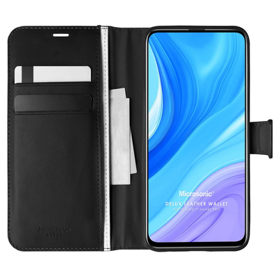 Microsonic Huawei P Smart Pro Kılıf Delux Leather Wallet Siyah