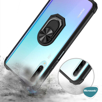 Microsonic Huawei P Smart Pro Kılıf Grande Clear Ring Holder Kırmızı