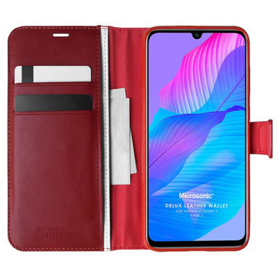 Microsonic Huawei P Smart S Kılıf Delux Leather Wallet Kırmızı